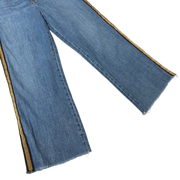 J Brand Joan Crop Jeans Wide Leg Ankle Length Blue Denim Gold Stripe USA Size 27 - Picture 8 of 12